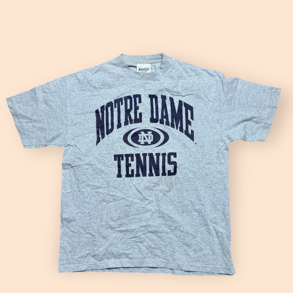 Vintage 1990s Notre Dame Tennis T Shirt Men’s XL Gray Vtg 90s Fighting Irish